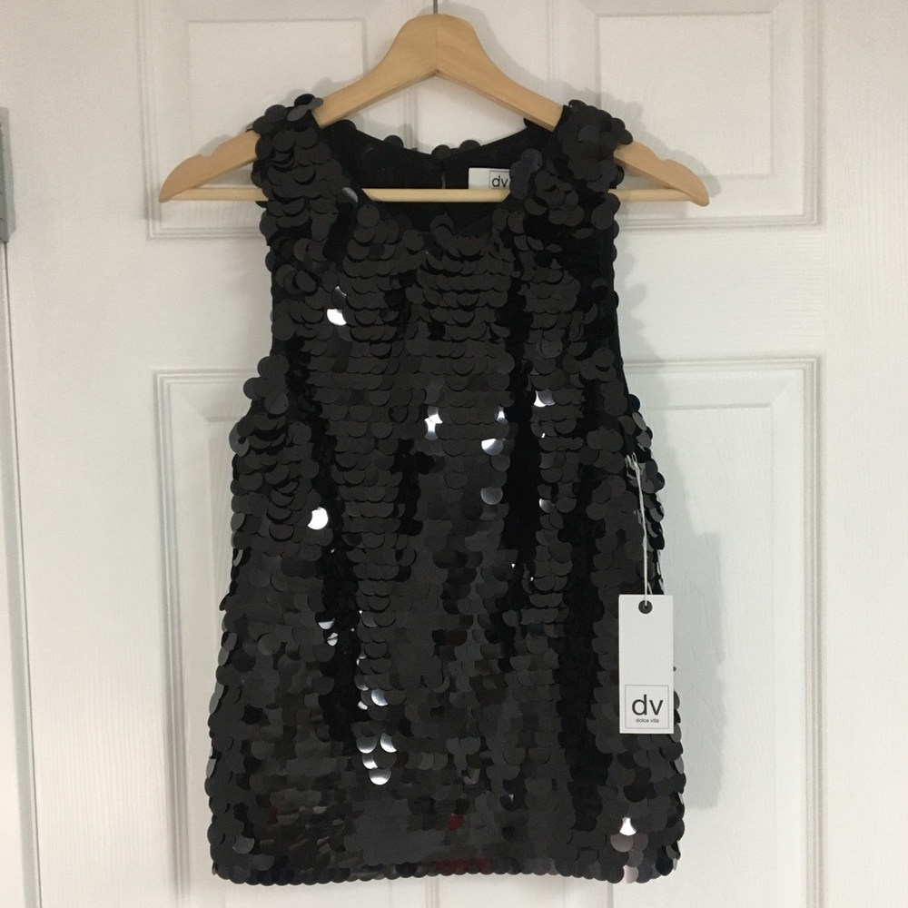 Dolce Vita black sequin top, size XS.
